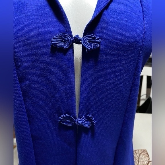 Wanderlust royal blue long crochet detail vest sweater Y2K Sz L - Picture 4 of 11